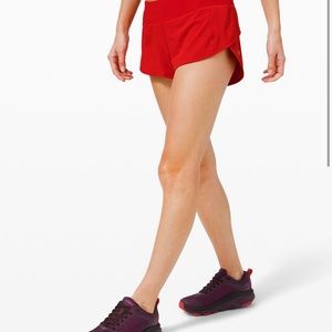 Lululemon speed up low rise lined short 2.5” size 2 red